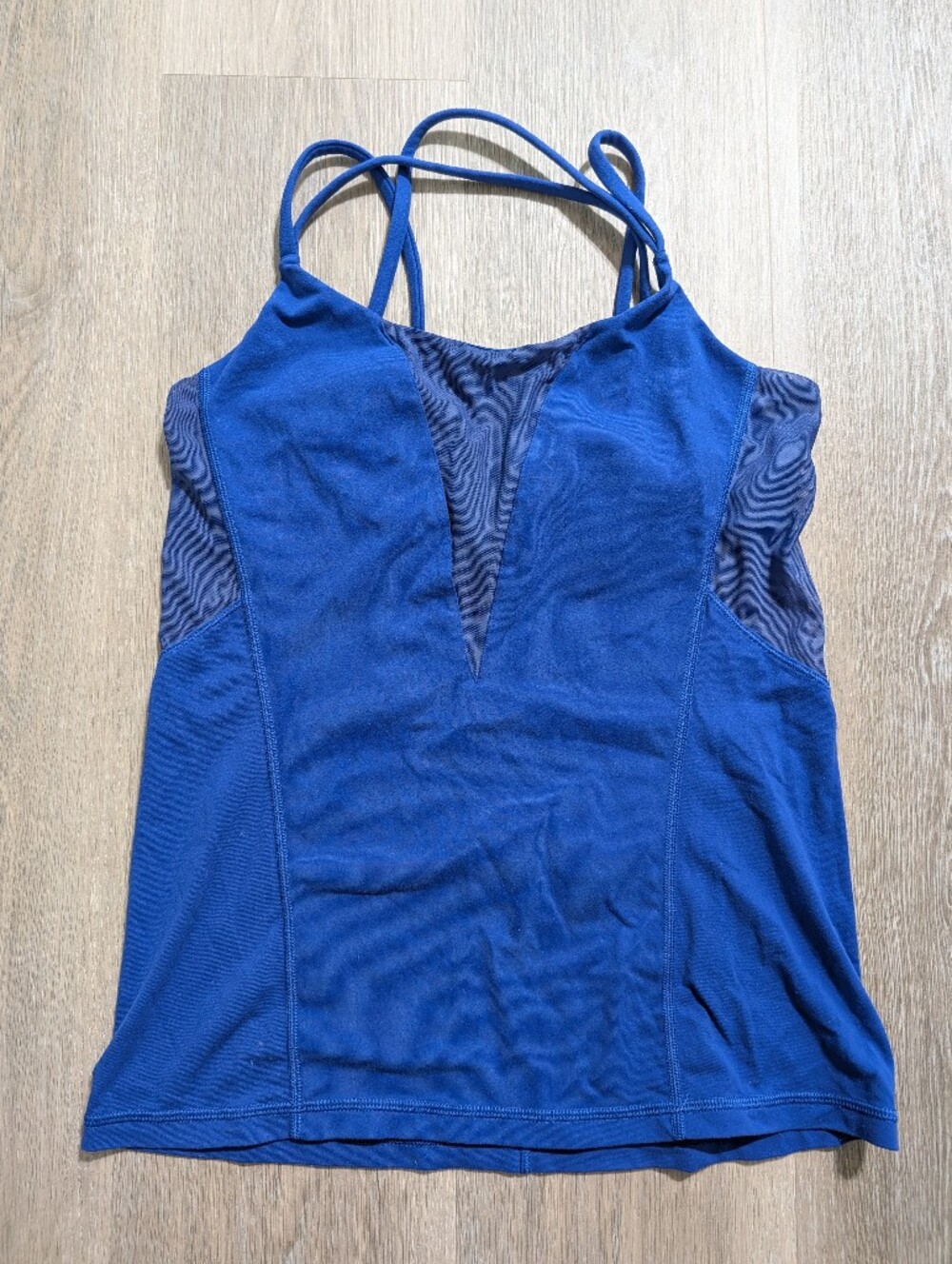 Lululemon Royal Blue Tank with Built-in Bra And Mesh Detail - 8 - Preloved